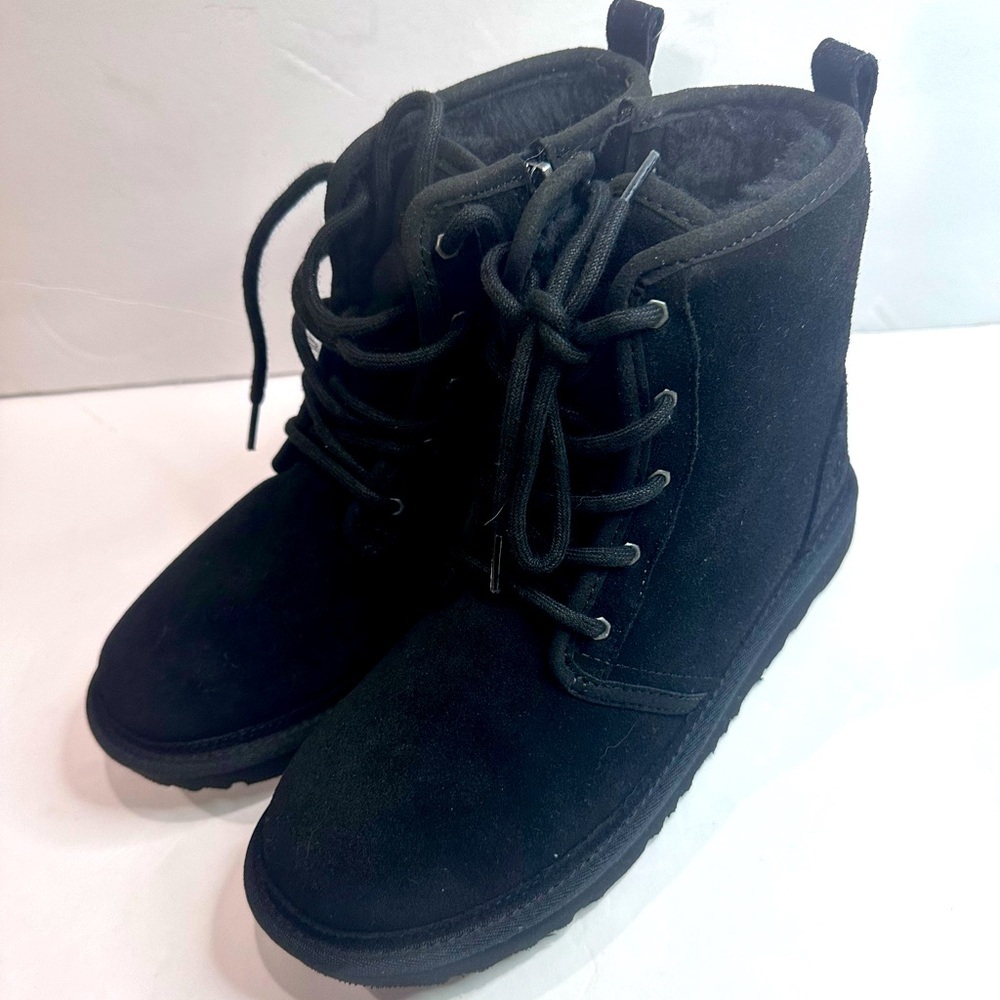 Black Suede Lace-Up Boots